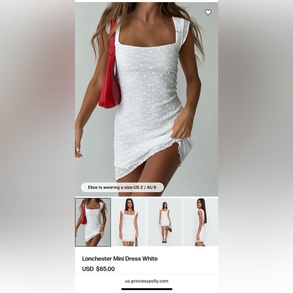 Princess Polly Dresses & Skirts - Princess Polly White, Lacy Square-Neck Dress